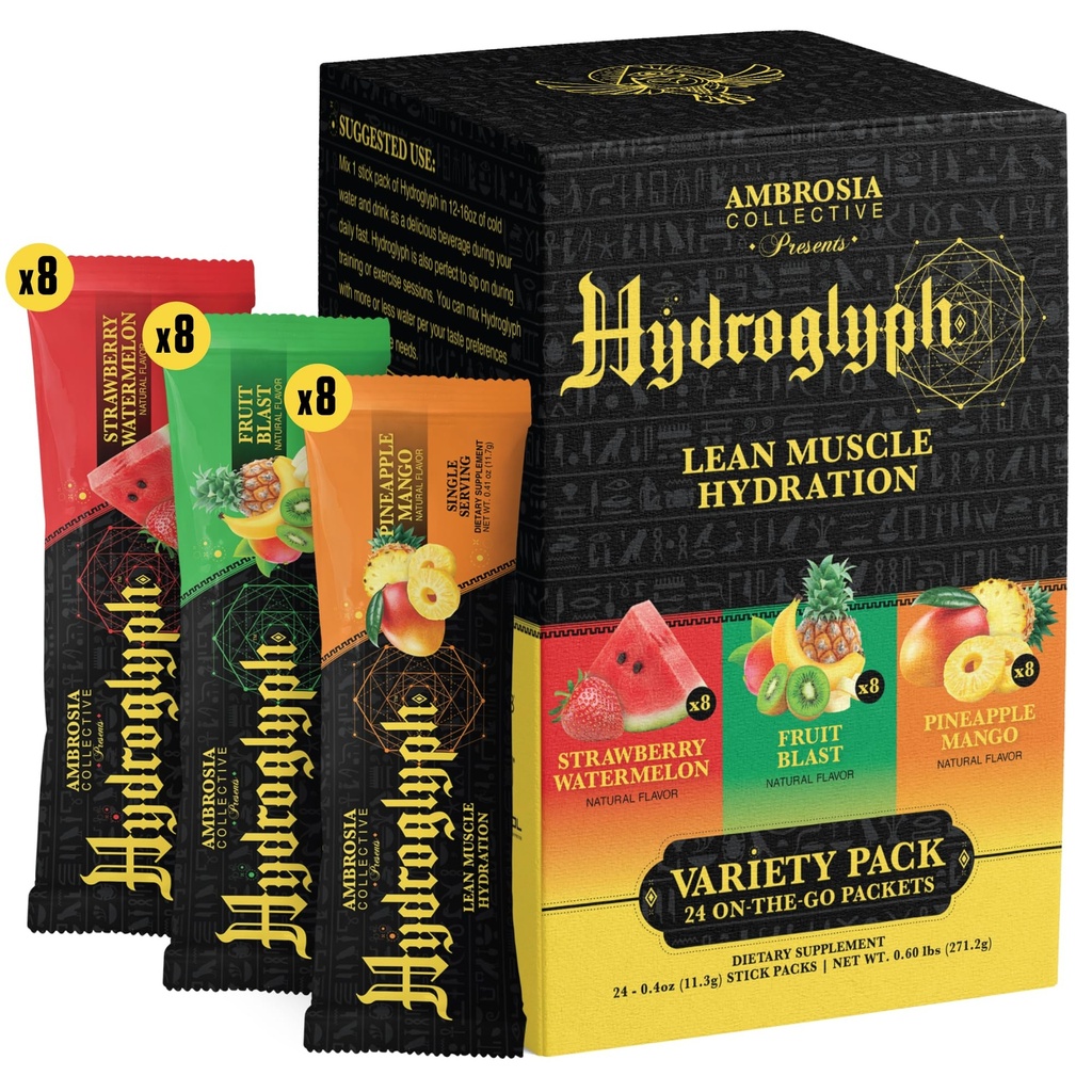 Ambrosia Hızlı Elytes Toz | EAA Amino Asits, BCAA & HMB | Sugar Free Hydration with Coconut Water | Vegan, Gluten Free | 24 Single Serve Packets | Çeşitli Paketler
