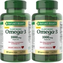 Nature's Bounty Omega 3, Plant-Based Omega 3 Fatty Acid Supplement, 520 mg, Supports Whole Body Health Including Heart, Skin, Ortak, 30 Vegetarian Softgels, Fish Oil Alternative (Pack of 2)