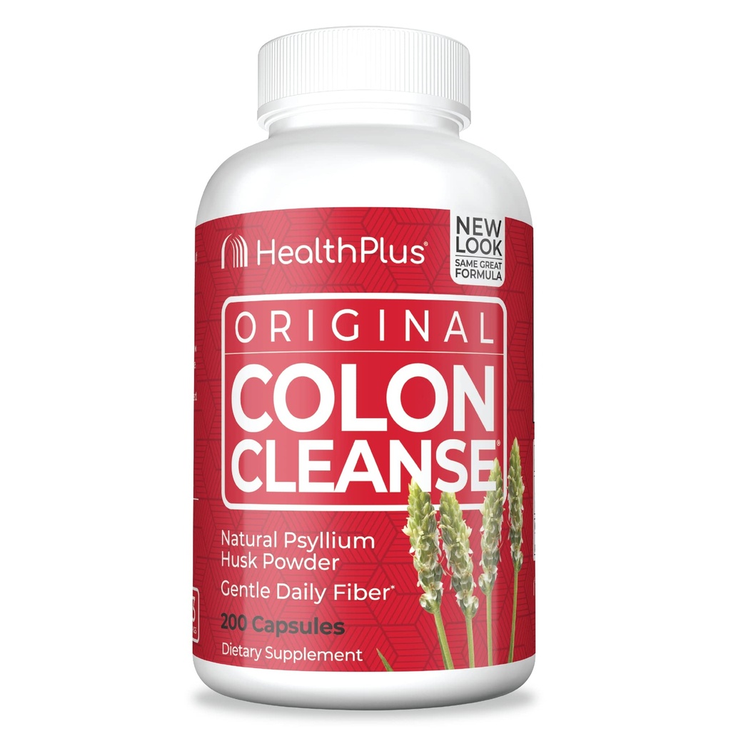 Sağlık Plus Koloni Temizleştirici Destek | Toxin Elimination için Tüm Doğal Günlük Fiber Bloating | Destekler Kalp Sağlığı | 200 Capsules, 33 Hizmetler