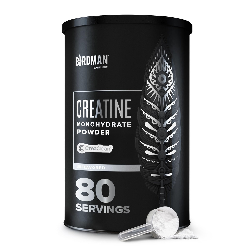 BIRDMAN Mikronized Kretine Monohidrat Toz, Kas Kurtarma, Caffeine Free, Kretine Pre Workout, Vegan, Post Workout, Gluten Free, Sugar Free | 80 Servisler (5 Grams) | 0.8lb