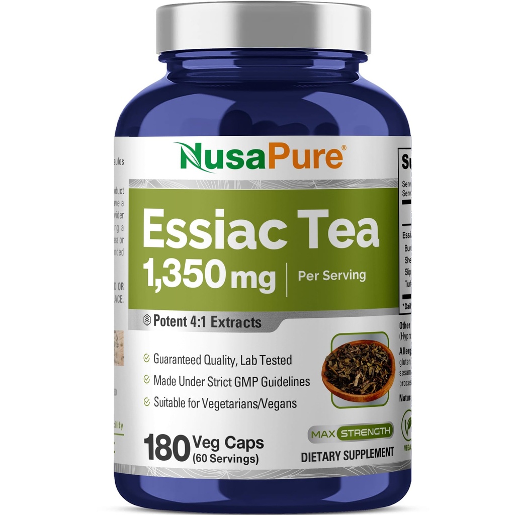NusaPure Essiac Tea 1350 mg 180 Veggie Caps (Vegetarian, Non-GMO)