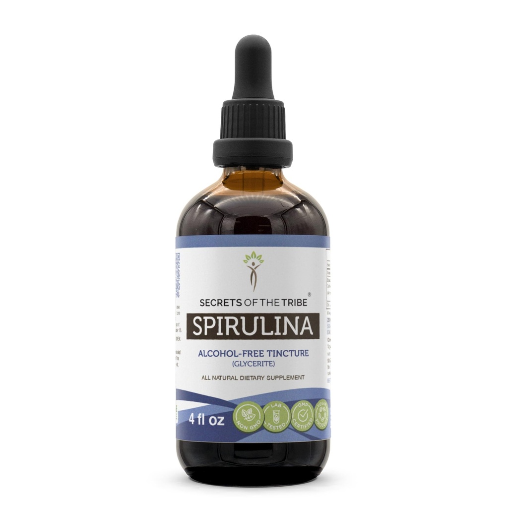 Secrets of the Tribe Spirulina Alcohol-Free Liquid Extract, Spirulina (Arthrospira Platensis) Tincture Supplement (4 FL OZ)