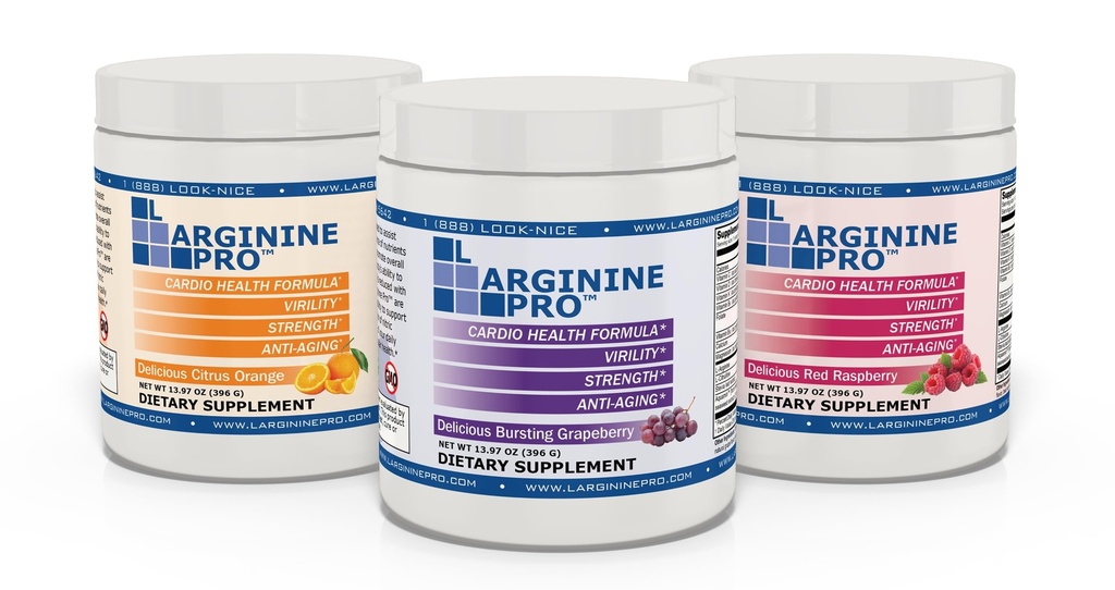 L-ARGININE PRO | 5,500 mg L-Arginine Plus L-Citrulline 1,100 mg Raspberry, Orange & Grape Toz İçecek Kombinasyonu için Tamamlandı