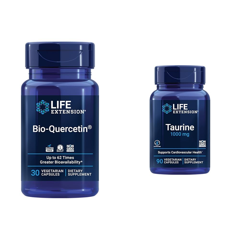 Life Extension Bio-Quercetin 30 Capsules & Taurine 1000 mg 90 Capsules