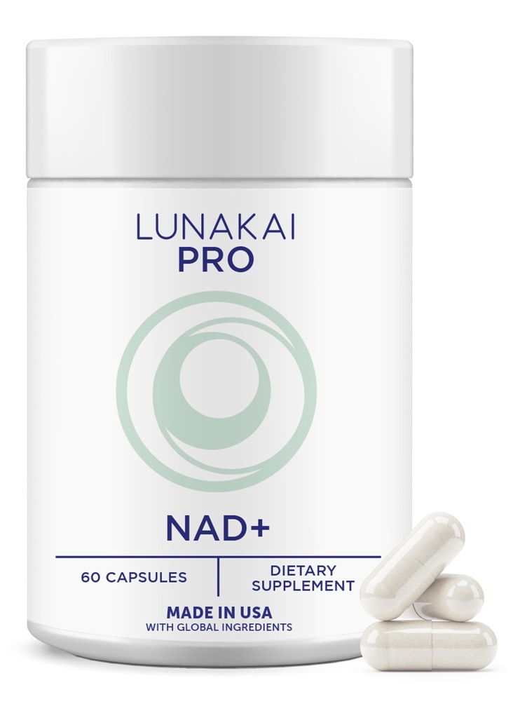Lunakai USA Made Dual-Pathway NAD+ Formula with NR & Resveratrol, 60ct