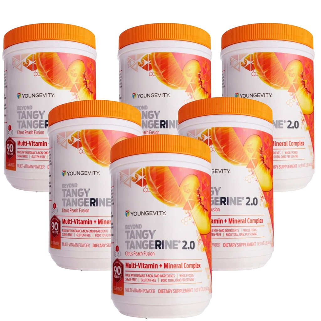 Tangy Tangerine 2.0 Citrus Peach Fusion Multi-Vitamin & Mineral Kompleksi - Doğal ve Tüm Gıdalarla Yapıldı | 8,000 ORAC (6-Pack)