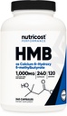 Nutricost HMB (Beta-Hydroxy Beta-Methylbutyrate) 1000 mg (240 Capsules) - 500 mg Per Capsule, 120 Hizmet - Gluten Free and Non-GMOMOMO
