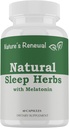 Nature's Renewal Natural Sleep Supplement - Melatonin, Valerian Root, Ashwagandha, Magnezyum, Chamomile, Nighttime Homeopathic Herbal Uyku Yardımı Yetişkinler için - 60 Capsules