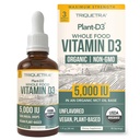Plant-D3 Organik Vitamin D3 5000 IU - Vegan, Max Strength Sublingual Liquid D3 Drops -% 200 Yüksek Aborpsiyon -% 100 Plant-Based Cholecalciferol Form - All Ages (1oz Liquid) için Artırılmış Dosing