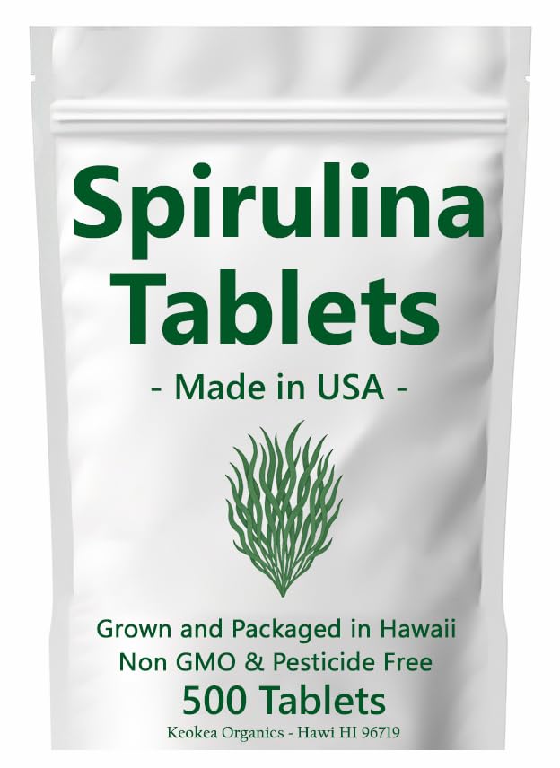 Spirulina Tabletleri - ABD'de - 500 Tablet - Hawaii'de büyümek - GMO & Pesticide Ücretsiz