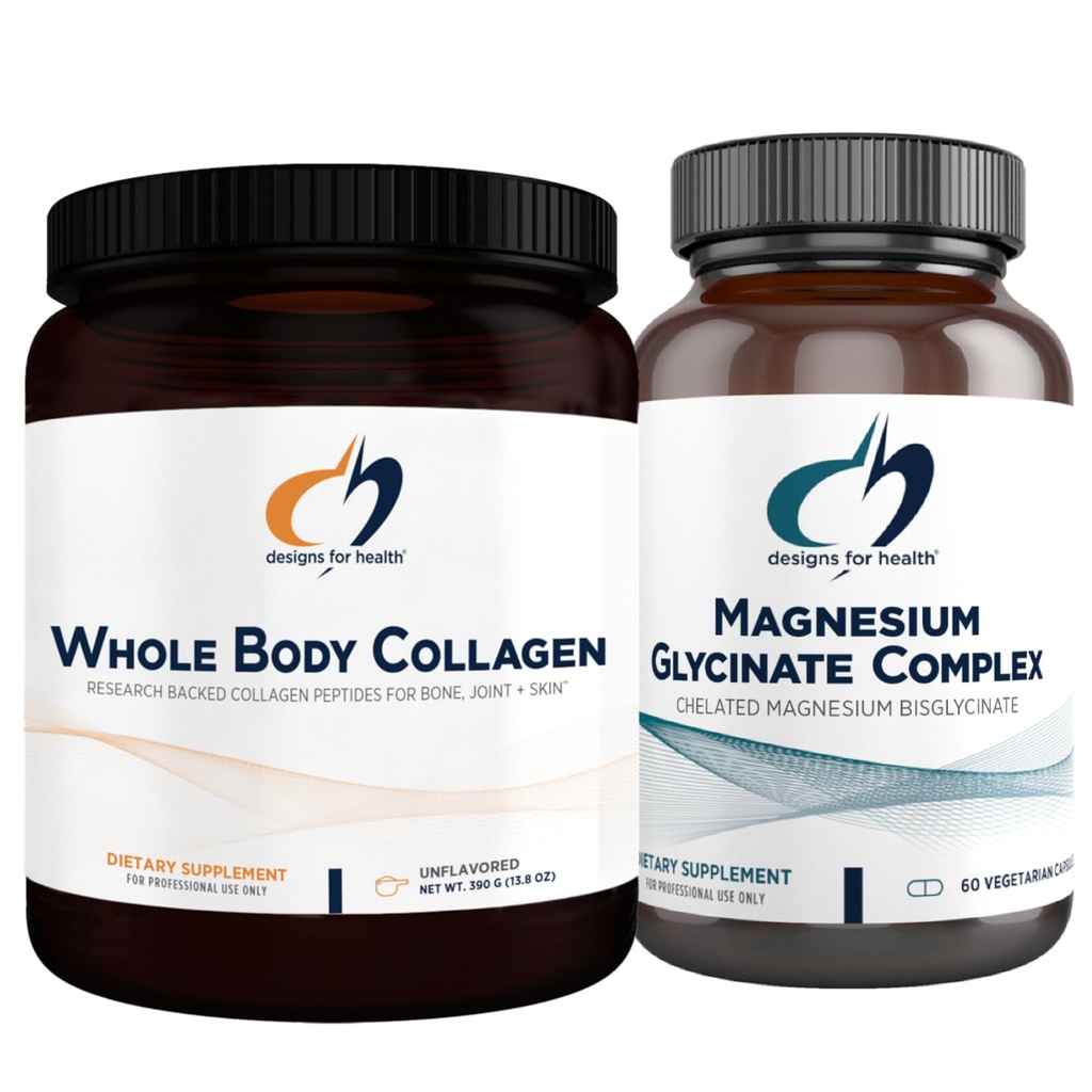 Sağlık Magnezyum Glycinate Kompleksi (60 Capsules) & Whole Body Collagen (30 hizmet) Sche - High Abxia Magnezyum with Premium Collagen Toz to Support Bones, Skin & Commons
