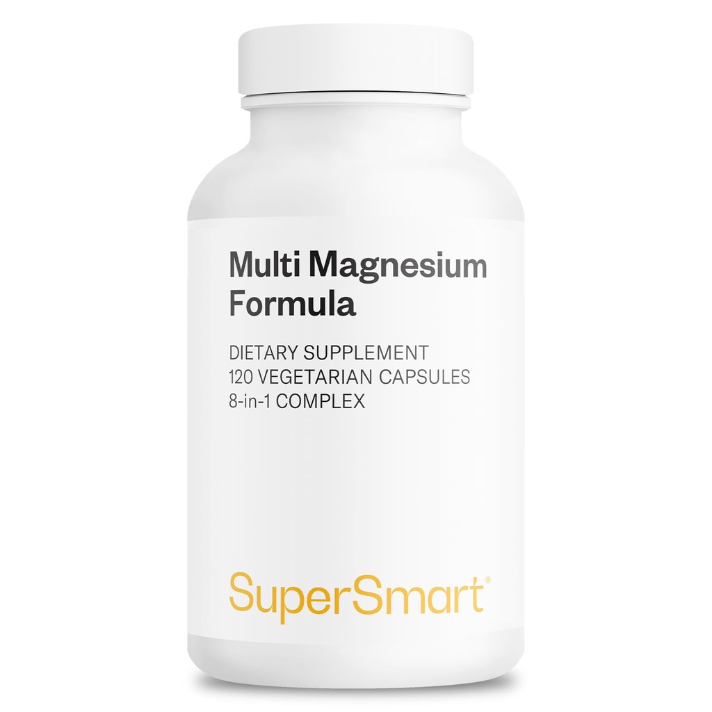 Supersmart - Optimag - Güçlü Kompleksi - Optimal Assimilasyon için Magnezyum 8 Farklı Formlar - Fights Magnezyum Deficiency | Non-GMO & Gluten Free - 120 Vegetarian Capsules