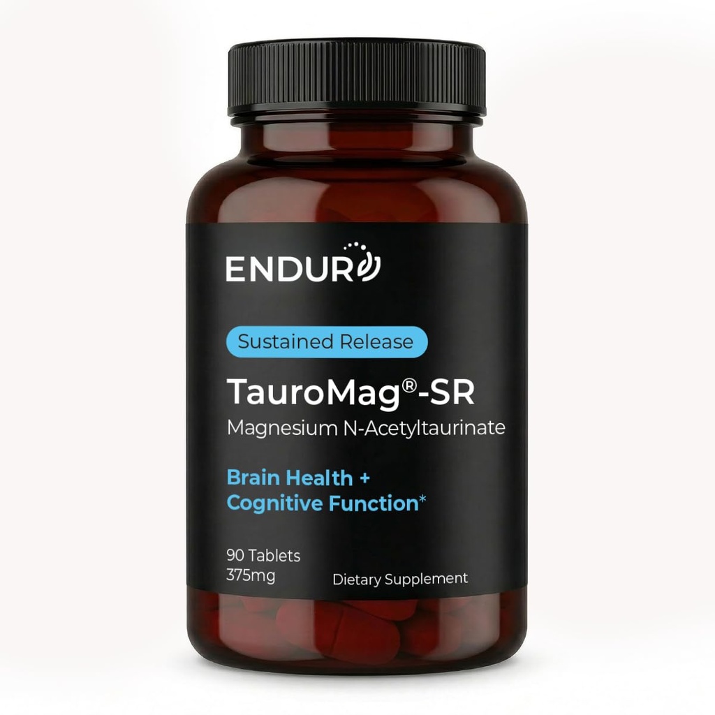 Endur TAUROMAG-SR N-Acetyltaurinate, Brain Health Supplement, Memory Function, Gluten Free, 375 mg (90 Tablet)