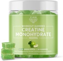 FIOR Kretine Gummy - En İyi Kretine Monohidrat Chewable, 60 Kont, Workout & Protein Tamam, Bilişsel Geliştirme, Sour Green Apple Flavor, 30 Hizmet