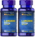 Puritan's Pride L-Arginine 500 mg, Kalp Sağlığı Desteği, 100 Kont (Pack of 2)