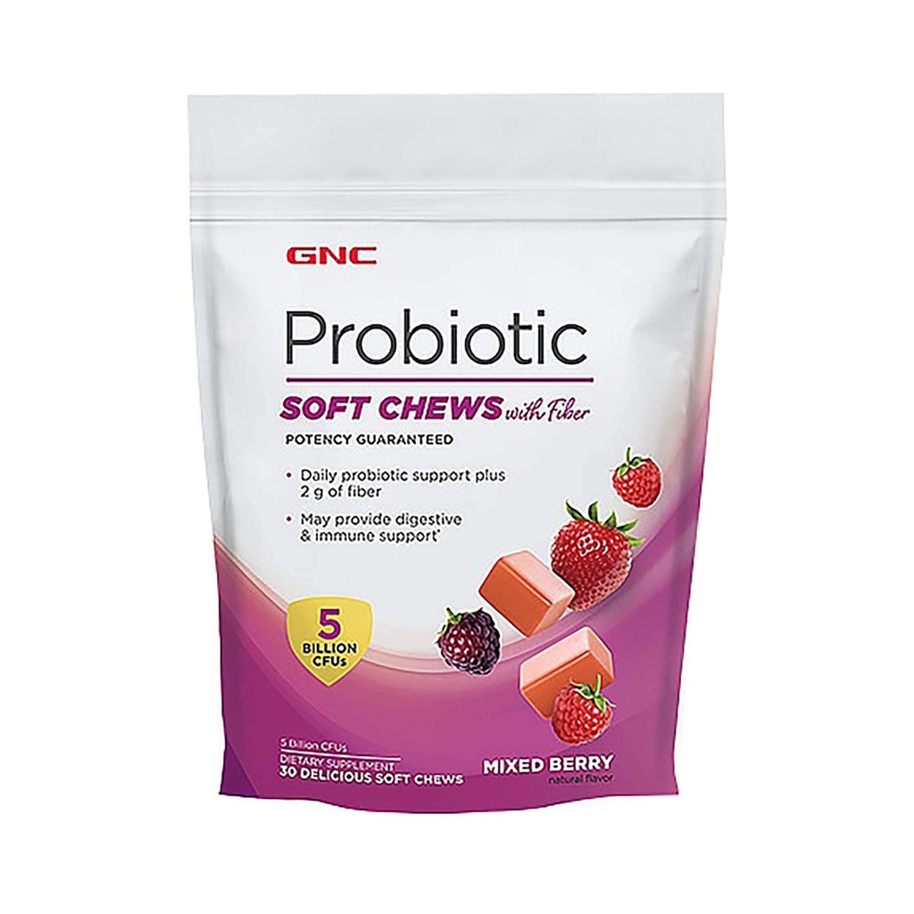 GNC Probiyotik Soft Chews with Fiber - Karma Berry, 30 Chews, Supports Digestive and Immune Health