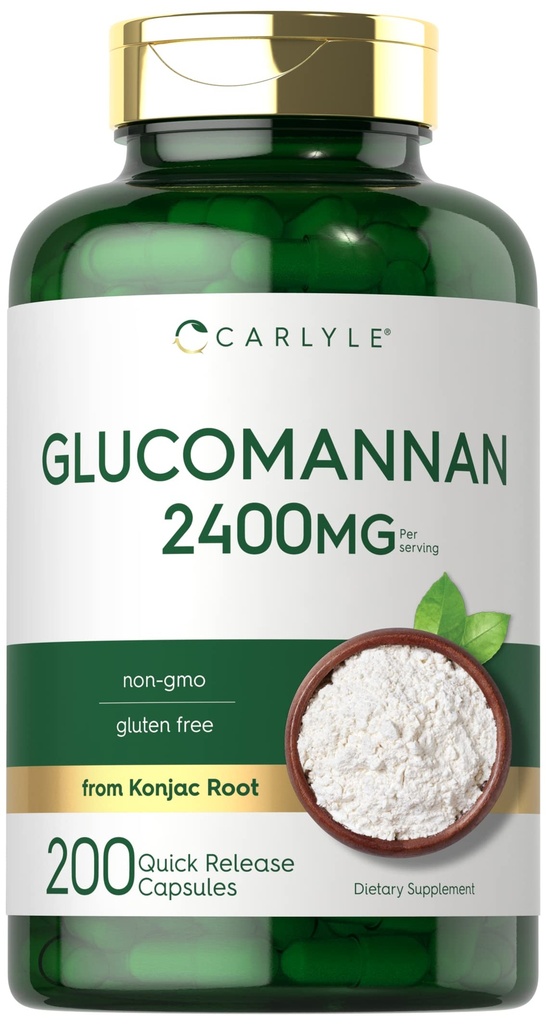 Carlyle Glucomannan Capsules | 200 Kont | ► Fiber Pills | Non-GMO, Gluten Free Supplement Supplement