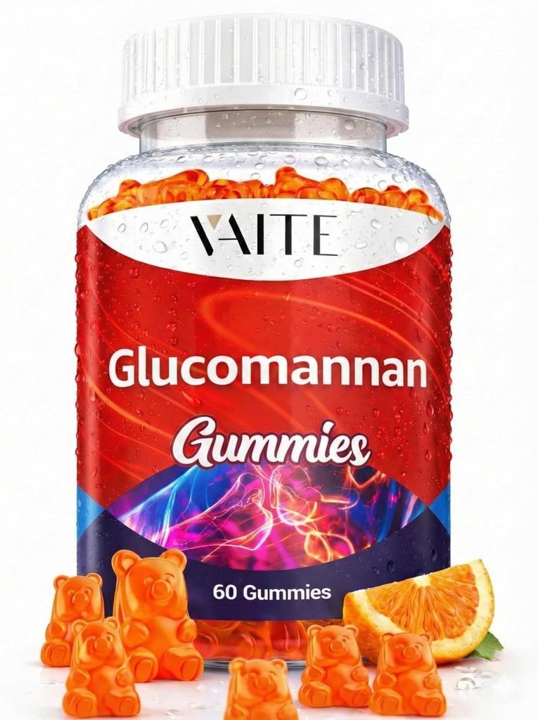 VAITE Glucomannan Gummies 2000 mg – Amorphophallus Kon Rootjacksiyonu – Plant-Based Daily Fiber Desteği – Vegan ► Fiber Supplement – Gluten-Free, Soy-Free – 60 Gummies – Chew