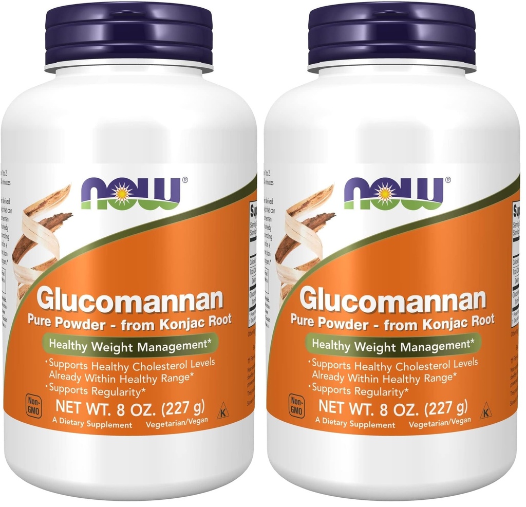NOW Foods Supplements,Glucomannan (Amorphophallus konjac) Pure Powder,Supports Regularity*,Healthy Weight Management*,8 Ounce,(Pack of 2)