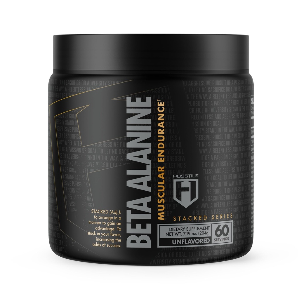 HOSSTILE Beta-Alanine Toz, Pre Workout, Gecikler Muscular Fatigue, Strength & Performance, Unflavored, 60 Hizmetler
