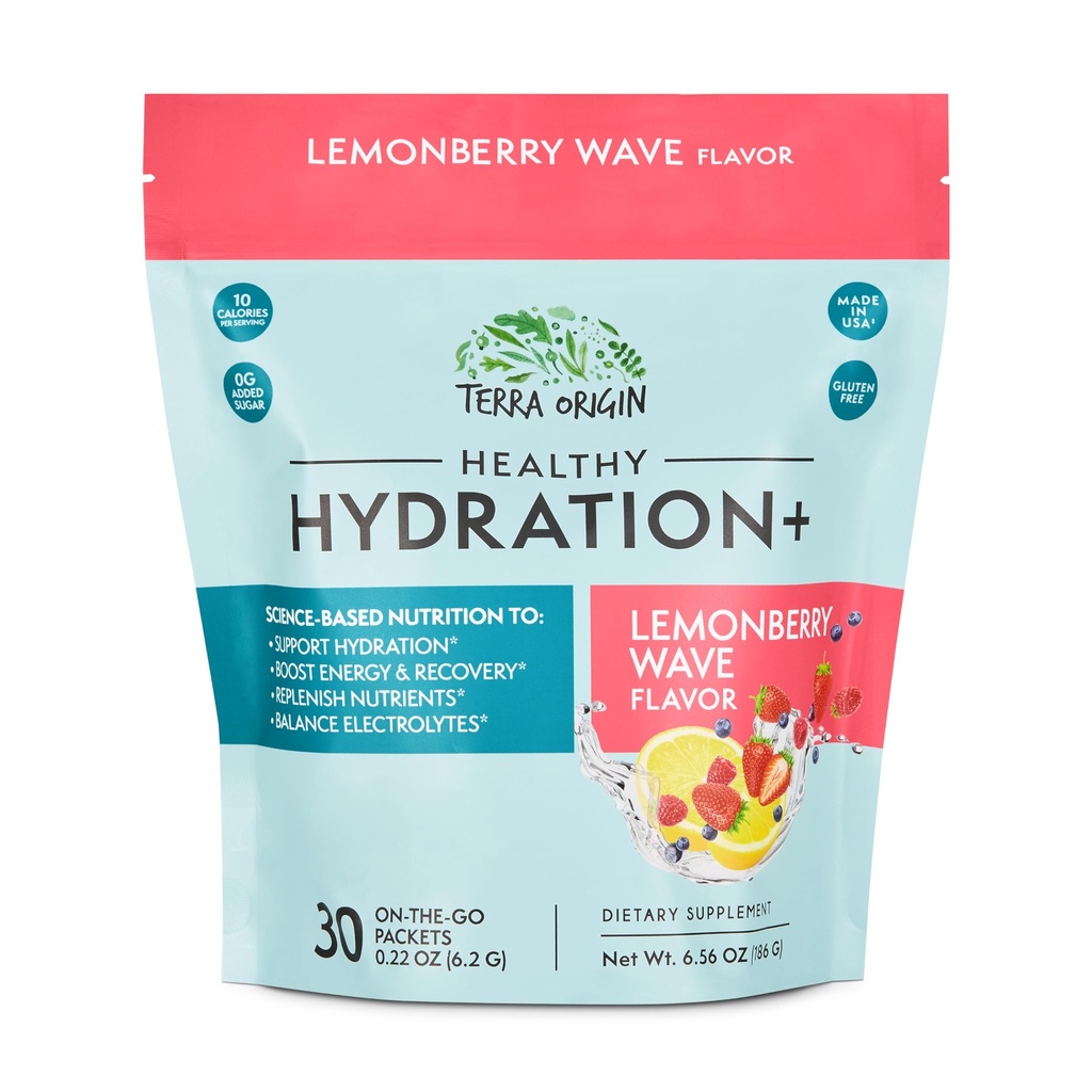 TERRA ORIGIN Sağlıklı Hydration+ Weekend Recovery | 30 Packets | Sıfır Şeker Toz Enerji ve Kurtarma için İçilir | Lemonberry Wave