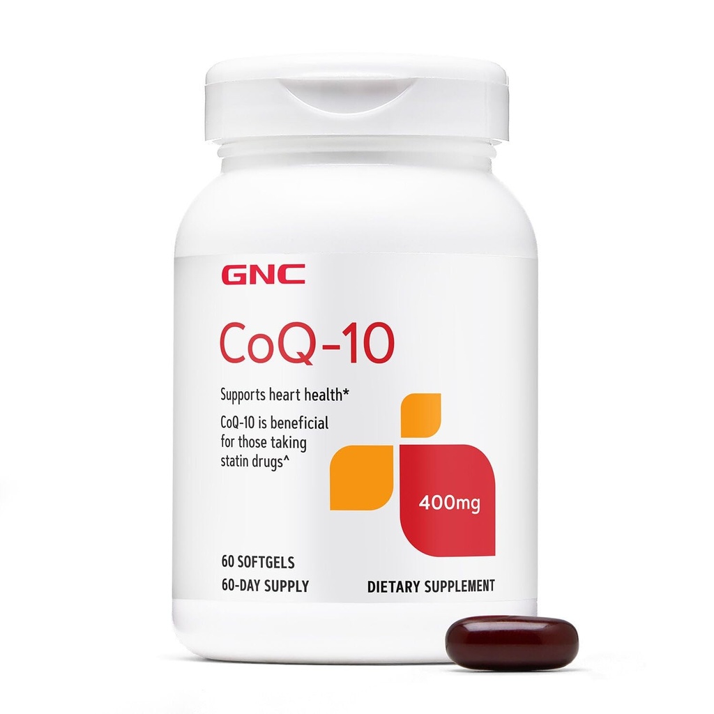 GNC CoQ-10 400 mg - Kalp Sağlığı ve Hücre Enerji Desteği Diyeti Tamam - Sağlıklı Kartiovasküler Sistem - Swallow Softgels - Gluten-Free - 60 Count (60 Hizmet)