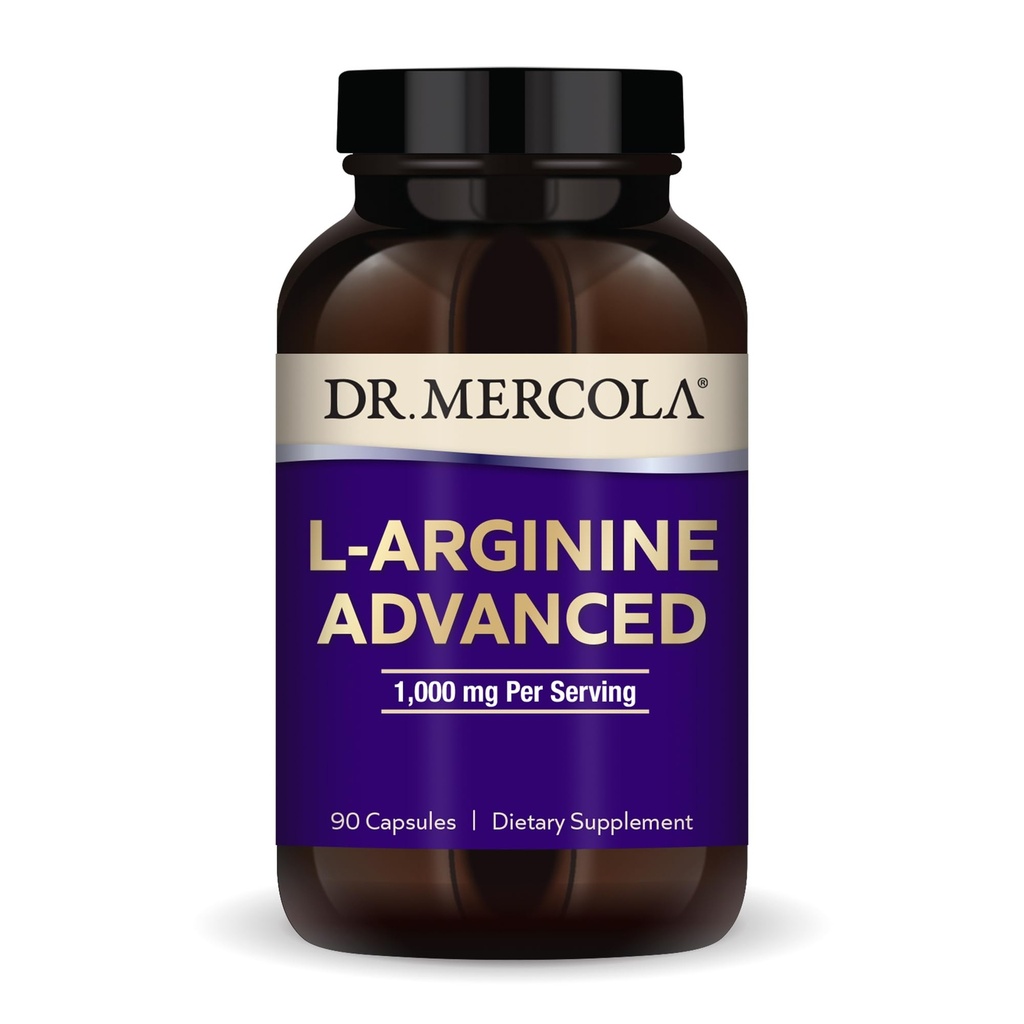 Dr. Mercola L-Arginine Advanced, 30 Hizmet (90 Capsules), 1000 mg Per Servis, Diyet Tamam, Destekler Enerji Üretimi, Non-GMO
