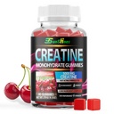 Kreatin Monohidrat Gummies 5g (5000 mg), Sugar- TinaFreetine, Pre-Workout Energy, Veg, Non-GMO, for Men & Women - 90 Count Cherry Flavor