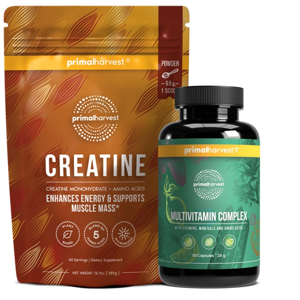 Primal Multivitamin + Primal Kretine Toz Paketi | 2Pack | Günlük Beslenme, Enerji ve Kas Güçlü | 30 Her Şeye Destek