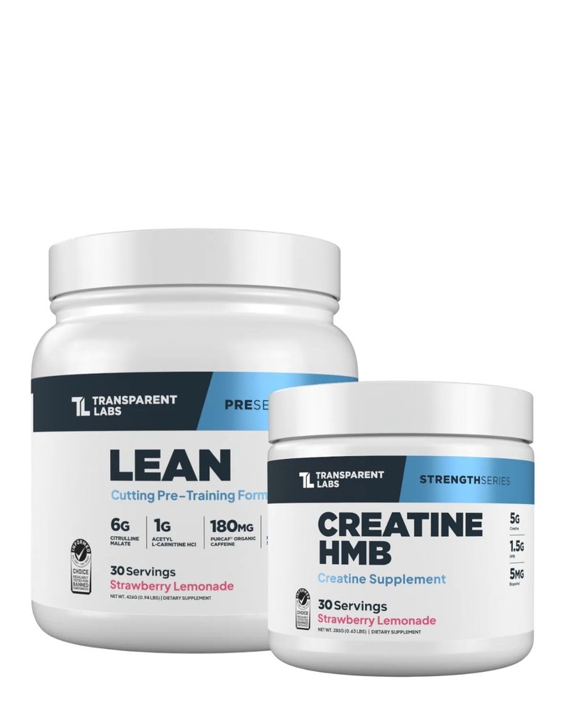 Gap Labs Lean Pre-Workout (30 Hizmet, Strawberry Lemonade) & Kretine HMB (30 Hizmet, Strawberry Lemonade)