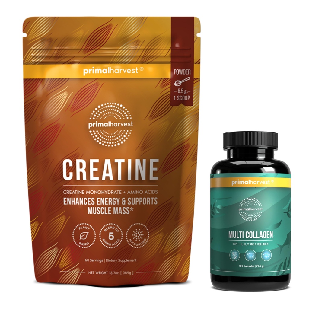 Primal Kretine Toz + Primal Multi Collagen Capsules Sche | 2Pack | Support Strength, Recovery, Joint & Skin Health | 30 Her Şeye Hizmet Ediyor