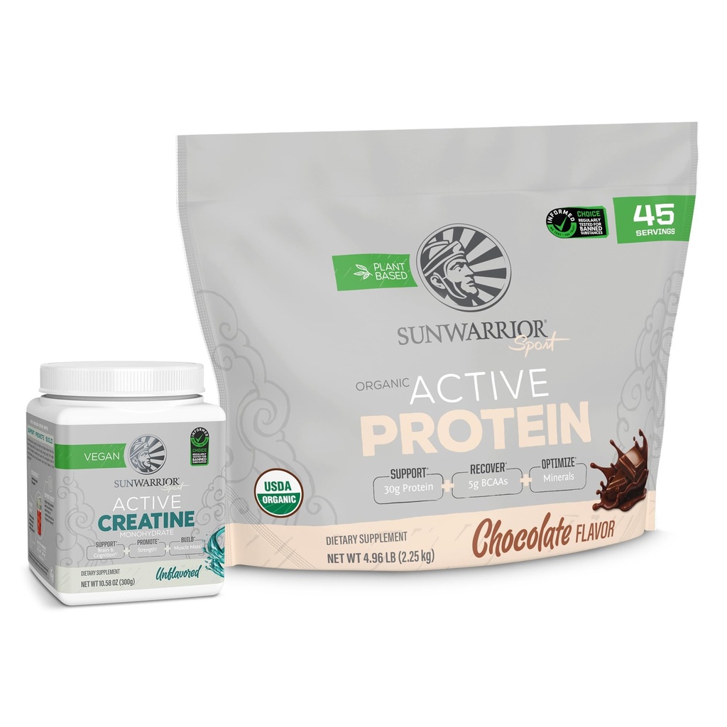 Sunwarrior Active Protein Toz Plant-Based 45 Servisler Chocolate Flavored Tina &tine Monohidrat Toz 60 Hizmetler