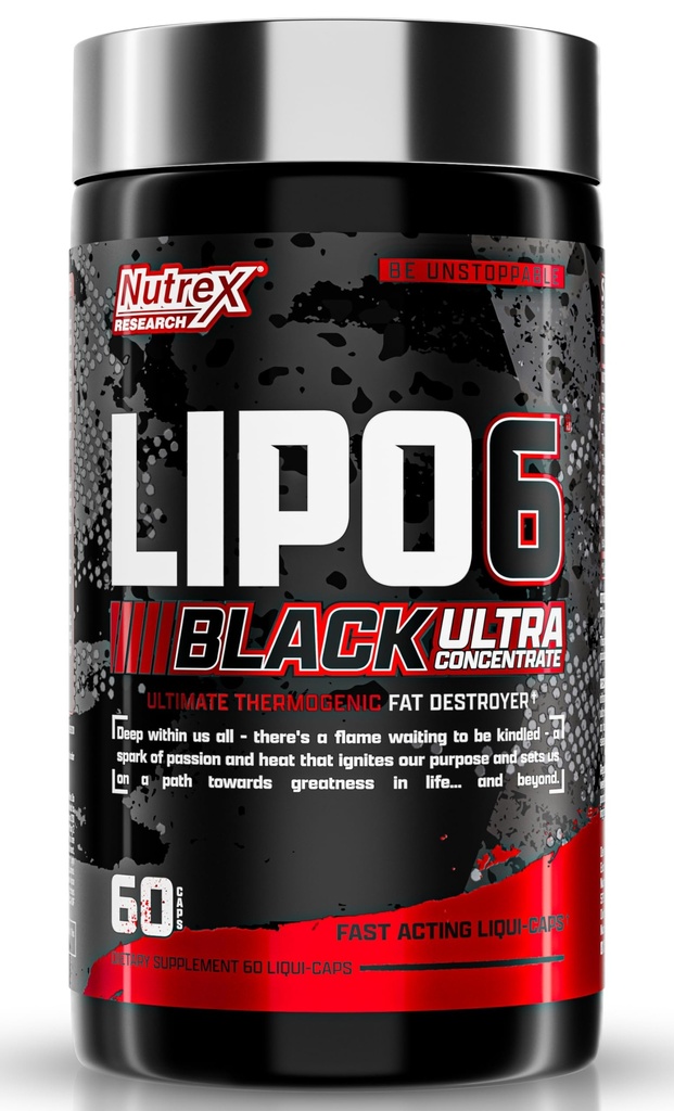Nutrex Research Lipo-6 Black Ultra Mekanik | Termogenic Energating Fat Burner Supplement, Kilo kaybı, Enerji & Intense Focus |Capsule, 60Count