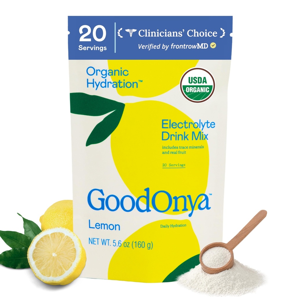 GOODONYA Organik Hydration Electrolyte Drink Mix, Sertifikalı Organik Hydration Toz, Non-GMO, Biochecked Glyphosate Free, Low Sugar, Lemonade Flavor, No Yapay Flavors, 20 Hizmetler