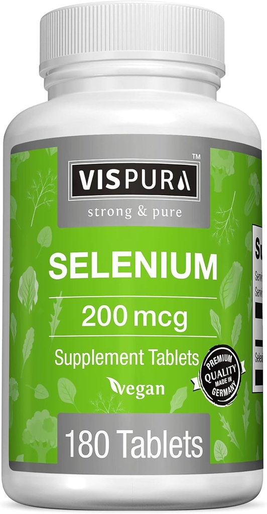 Selenium 200 mcg Supplement, 180 Vegan Tabletleri Immune System, Thyroid, Prostate ve Heart Health*, Organik, Doğal & Gluten Ücretsiz Trace Mineralleri Kombinesiz