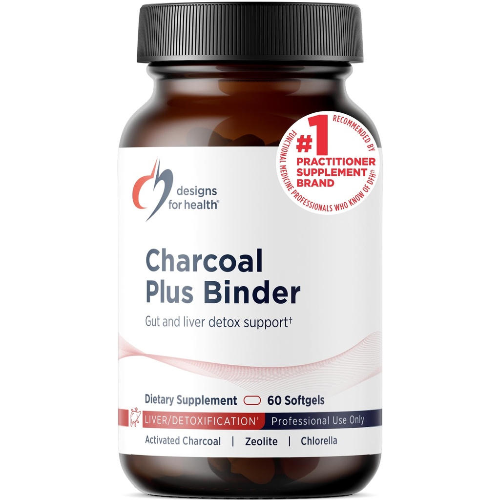 Sağlık Charcoal Plus Binder için tasarımlar - Aktif Charcoal, Organik Chlorella - Toxin Binder for Full Body, GI & Gut Detox Support (60 Softgels)