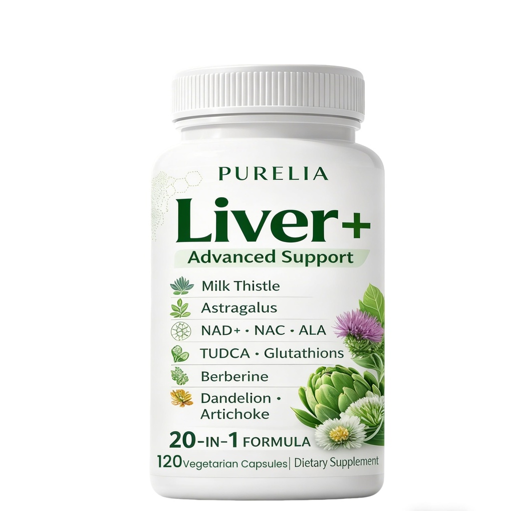Liver Advanced+, 120 Veggie Capsules | 20in-1 Kompleks with Milk Thistle, Dandelion, NAD, NAC, ALA, TUDCA, Glutathione, Artichoke, Turmeric, & Astragalus | Non-GMO, Gluten Free