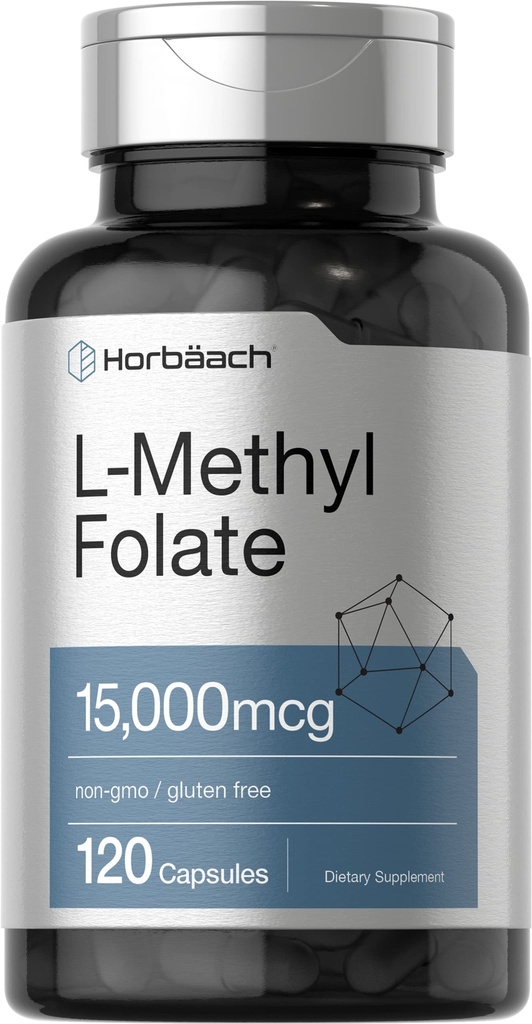 Horbäach L Torchfolate 15000 mcg | 120 Capsules | 15mg Medeniyet | 5MT | Non-GMO, Gluten Free Supplement Supplement Supplement