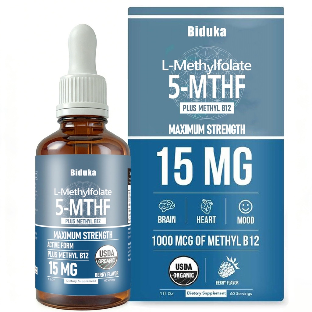 Organik L-Methylfolate 15 mg + Methylfolate B12 1000 Suit Sıvı Merdivenler-60 Hizmetler