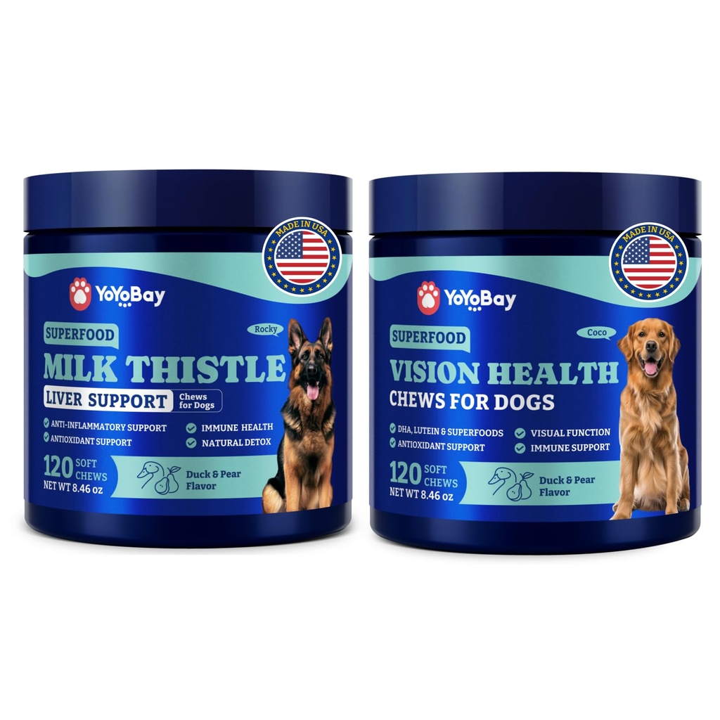 Dog Eye and Liver Wellness Sche – Vizyon Antioksis ve Omega-3s Plus Milk Butle Liver Detox Chews with NAC and Curcumin – Natural Daily Health Support for Dogs of All Breeds