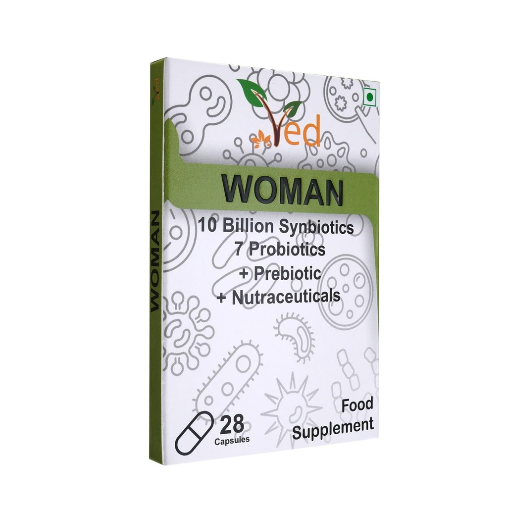 Ved Kadın Probiyotikler ve Prebiyotikler - 10 Milyar CFU - 20 Canlı Bakteri Kültürü - Kadın- Lactobacillus crispatus, Silikon Dioksit için 28 Probiyotik Capsules.
