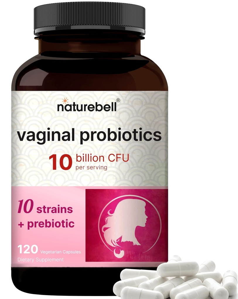 NatureBell Vaginal Probiyotiks for Women, 10 Milyar CFU, 120 Veggie Capsules | PH Balance Probiyotiks and Prebiyotiks - Lactobacillus Vaginal Supplement – Supports Odor, Flora & Yeast
