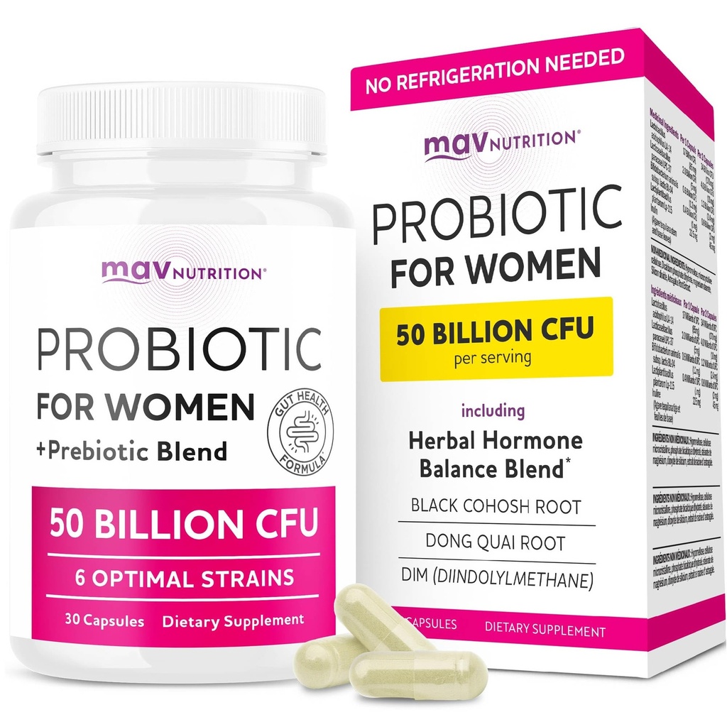 Kadınlar için Probiyotikler | Vaginal, pH Balance & Digestive Health Support | Prebiyotiks & Hormon Dengeli Probiyotikler | Üçüncü Taraflı Test Edildi, Vegan & Gluten-Free | 30 Ctt