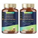 Totaria (2 Packs) 5-in-1 Probiyotik Prebiyotik & Postbiyotik for Women Men, 60 Milyar CFU 24 Strains w/Digestive Enzymes, Slippery Elm, Daily Complete Gut Health, Digestive & Immune Support