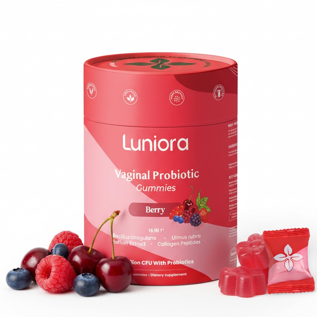 Kadınlar için 16-in-1 Vaginal Probiyotik Gummies – Berry Feminine Balance Gummies with 4.7B CFU Probiyotiks, Cranberry, Prebiyotik Fiber & Collagen – Vaginal Health & PH Balance Support – 60 Gummies