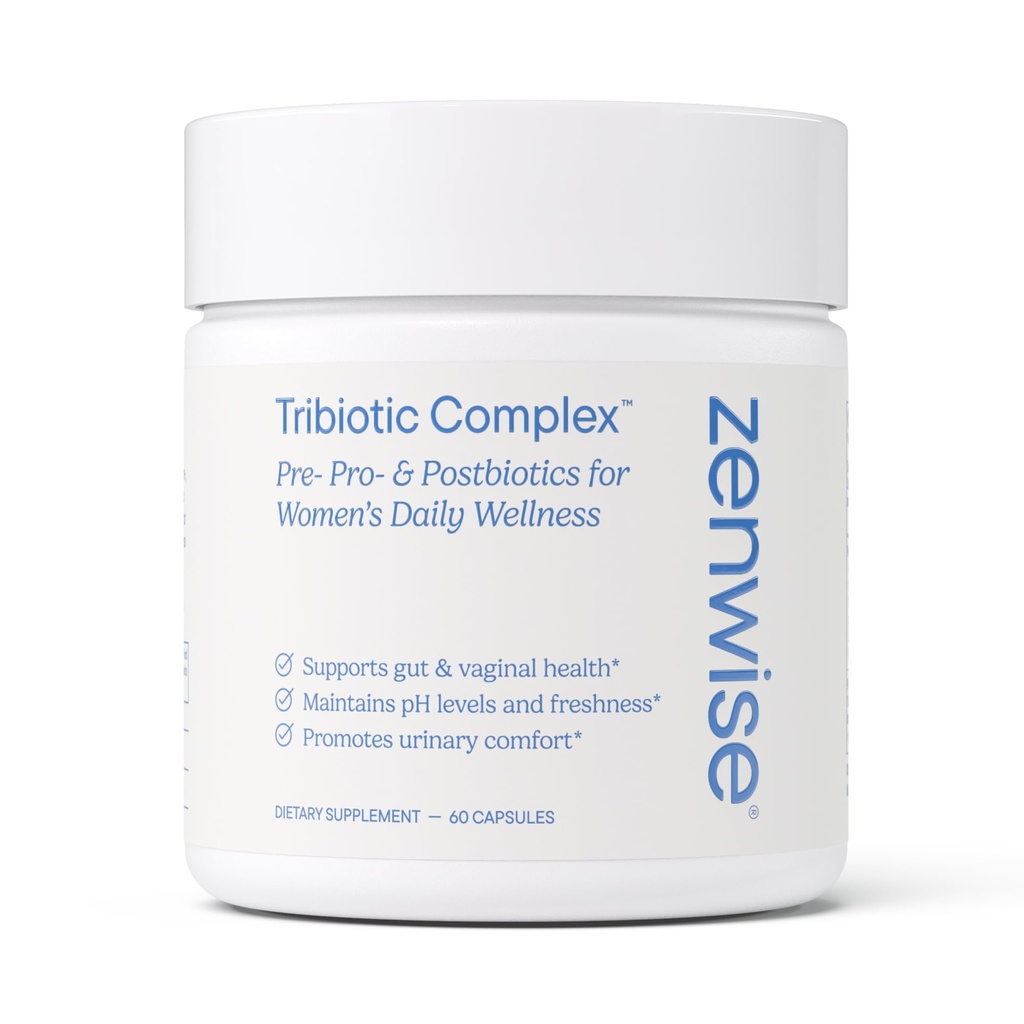 Zenwise Health Womens Triobiyotik Kompleksi Digestive, Gut Flora & Vaginal Health - Digestive Supports Bloating & Gas Relief - 60 Count