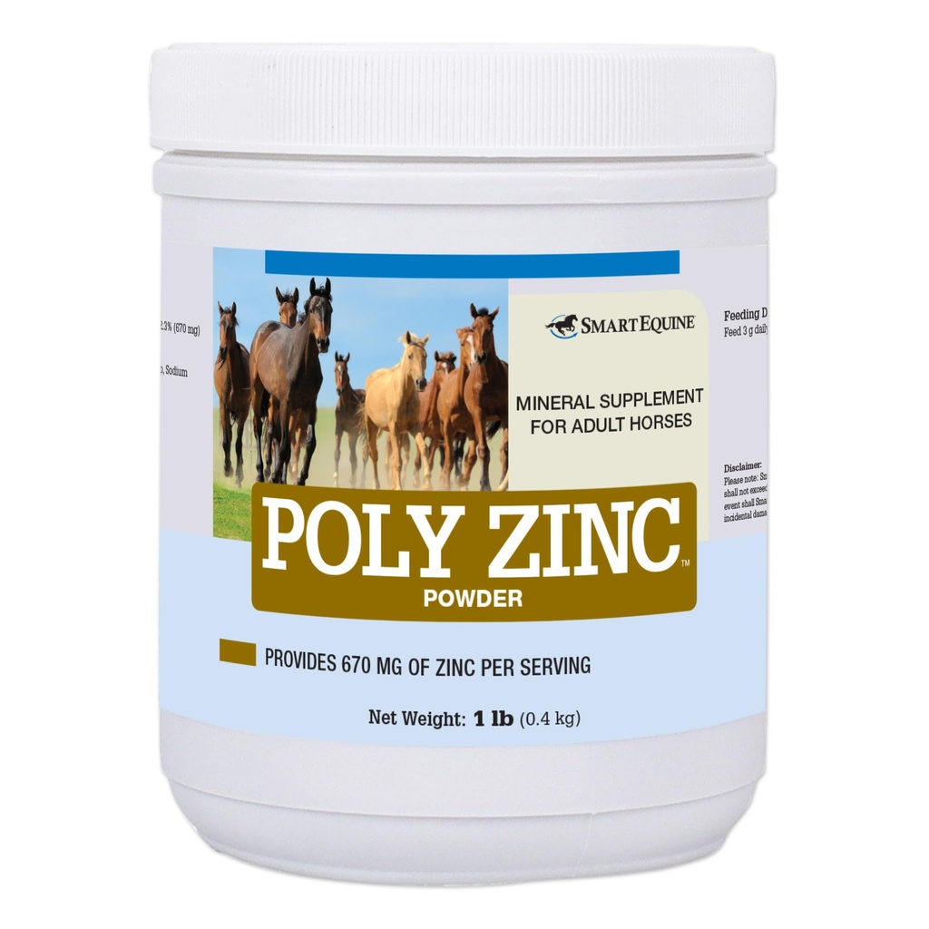 SmartEquine Poly çinko Toz | Atlar için çinko Supplement | Hoof Care Vitaminleri ve Mineraller | Destekler Bone and Hoof Wellness | Equine Skin Coat Supplement | 1 lb
