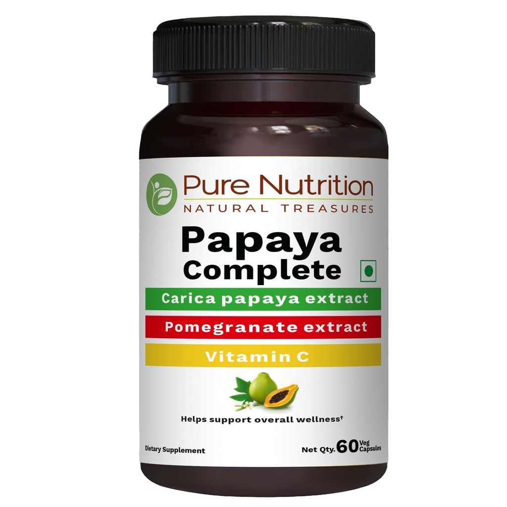 Saf Beslenme Papaya Tamam - 60 Veg Capsules (Depres Immunity & Digestion) Her Kapsül 500 mg Carica Papaya Meyvesi ve Leaf Ekstraksiyonu. Non-GMO | Gluten-Free