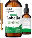 Wild & Organic Lobelia Tincture - Herbal Lung Cleanse ve Detox - Sıvı Lobelia Ekstraksiyon Tamam - Vegan, Sugar & Alkol-Free Herb Drops - 2 fl oz