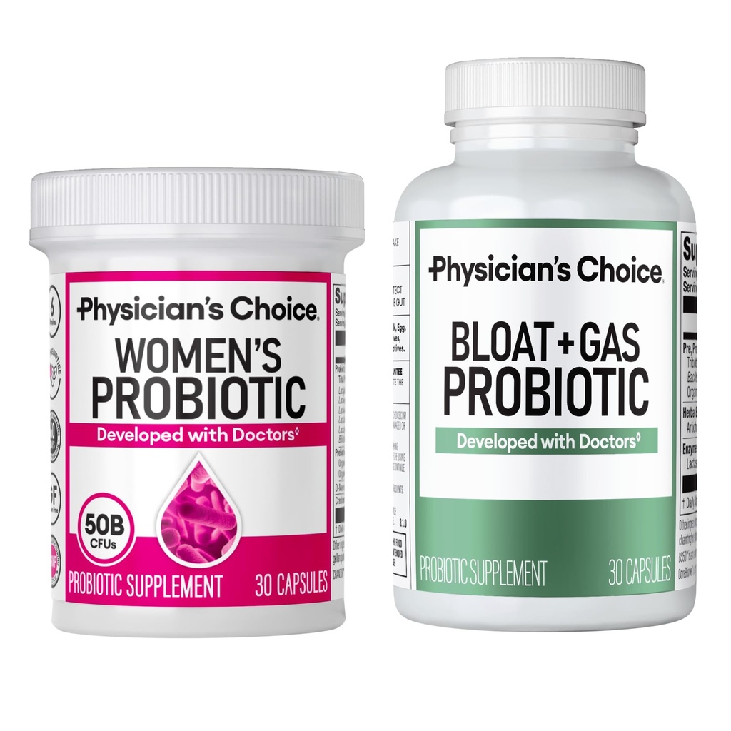 Doktor CHOICE Women's Probiyotik 30ct + Bloat & Gas Probiyotik 30ct - Kadınlar için Gelişmiş Digestive Health Sche for Women